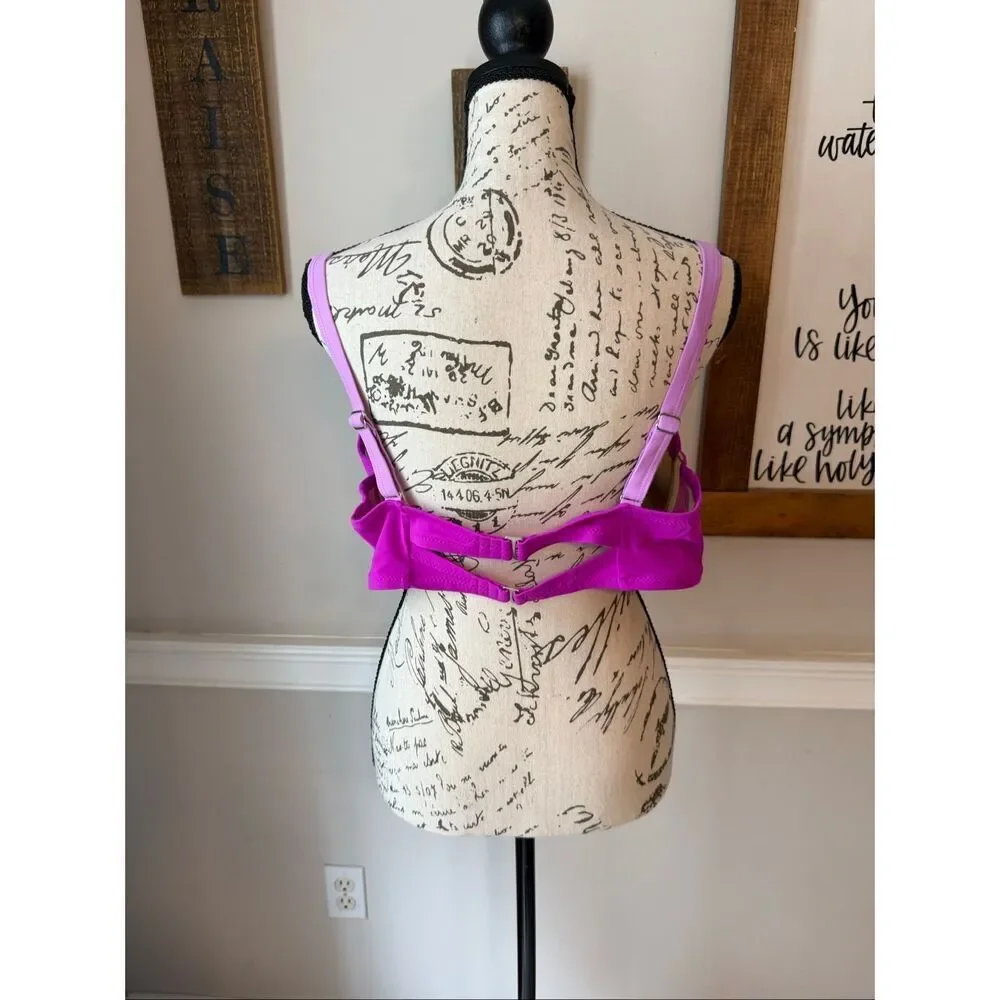 Swimsuit For All Women's Colorblock Underwire Bikini Top Fuchsia Purple Size 18
